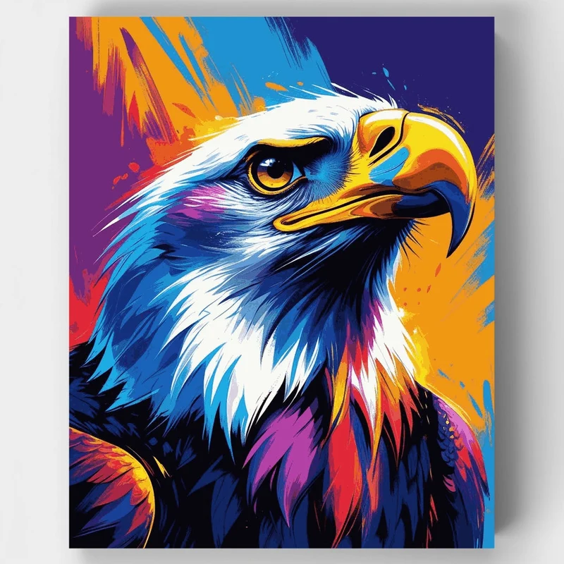 Colorful Eagle with Dynamic Brushstrokes - Paint by Numbers Kit