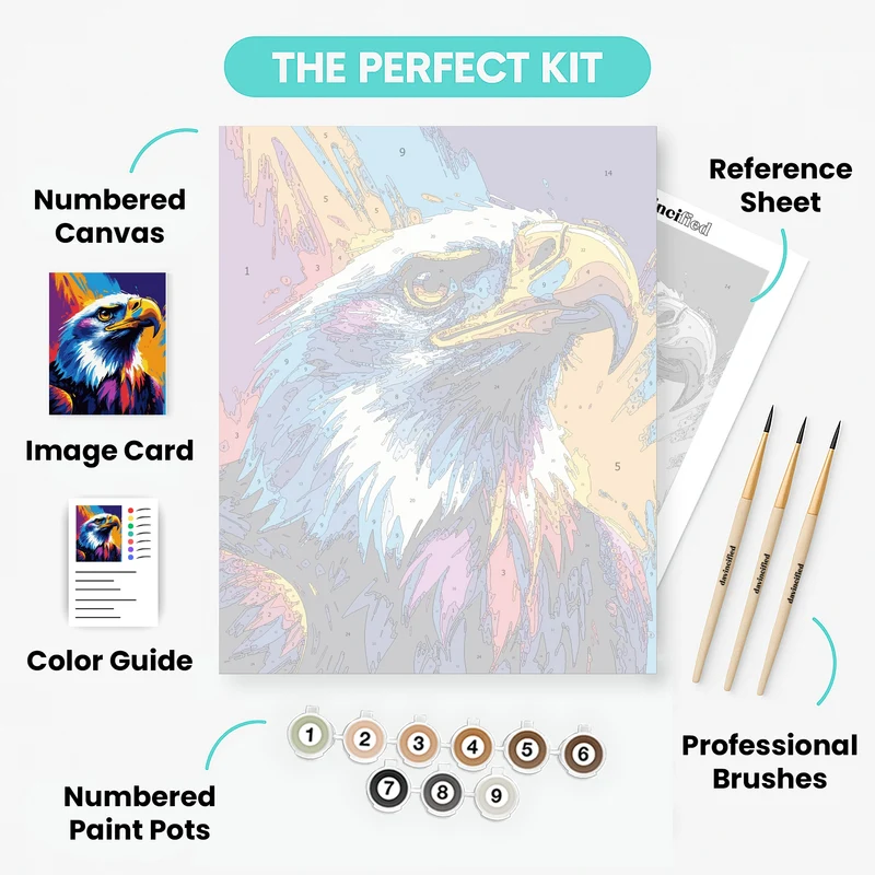 Colorful Eagle with Dynamic Brushstrokes - Paint by Numbers Kit