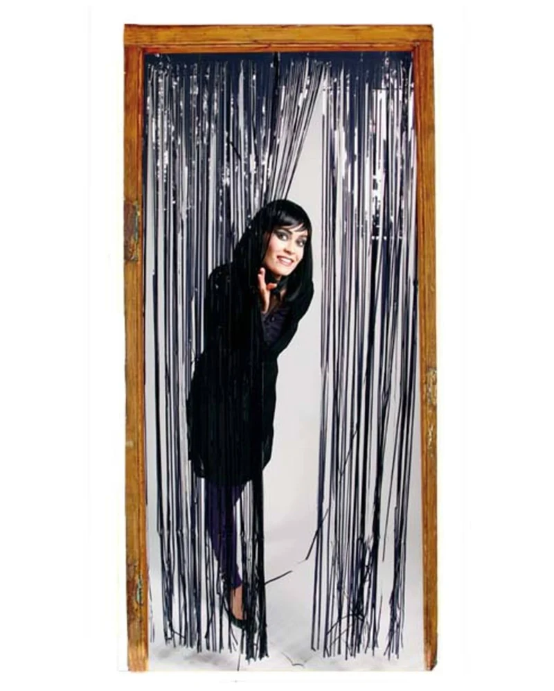 Fransen-Türvorhang Folie Schwarz 2x1 m