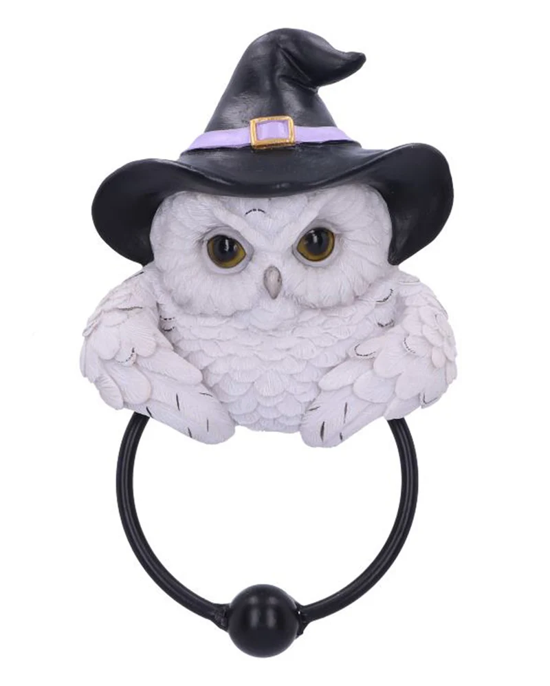 Schneeeule mit Zauberhut Türklopfer 21cm