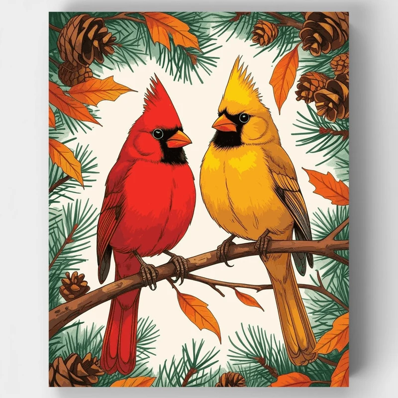 Cardinals on Branch - Paint by Numbers Kit
