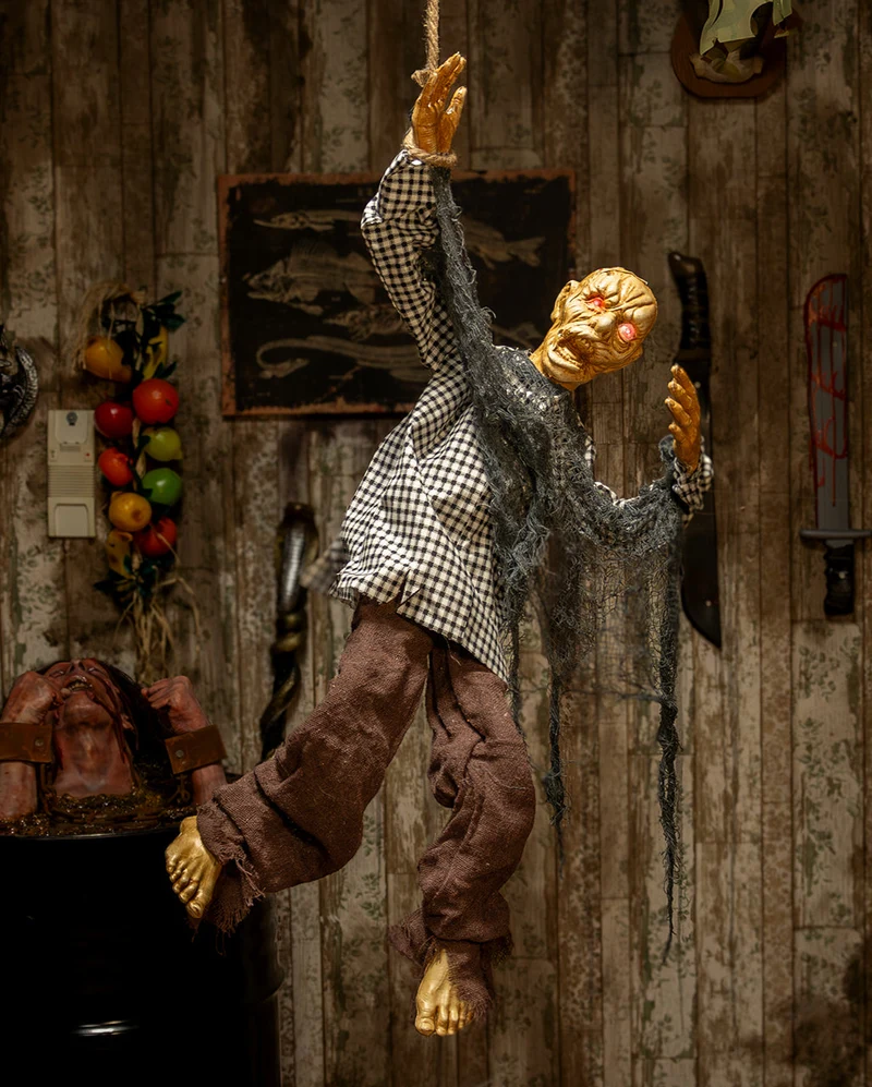 Zappelnder Zombie am Seil mit Licht & Ton