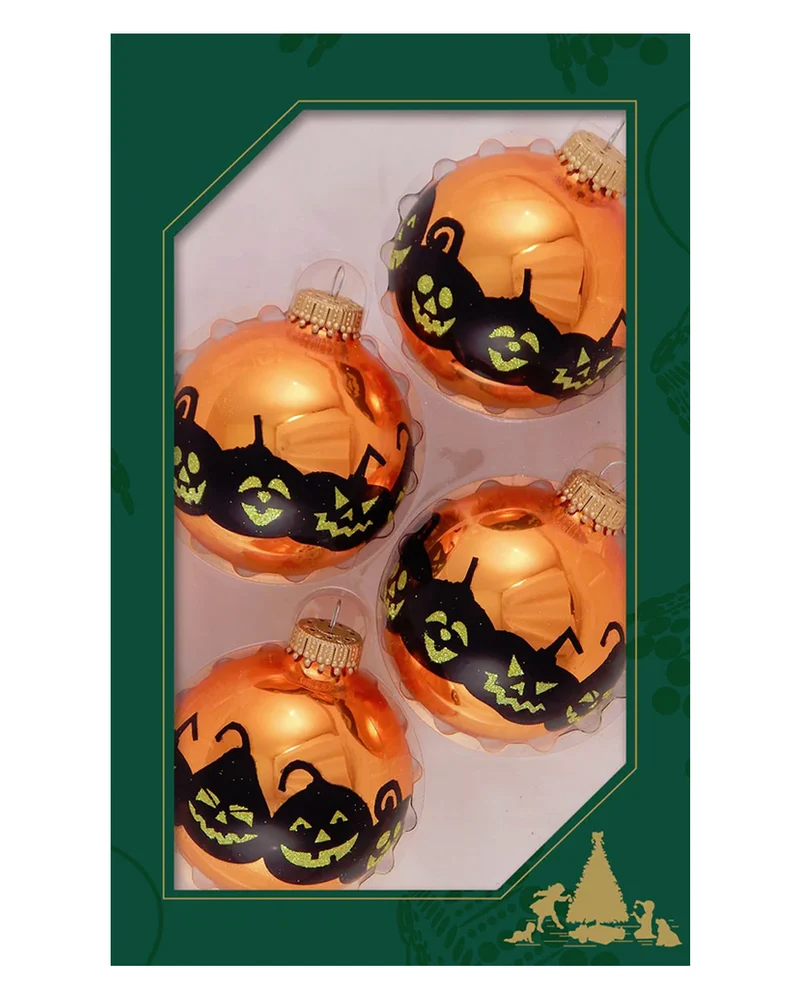 Halloween Jack O'Lanterns Christbaumkugeln Ø6,5cm 4 Stück