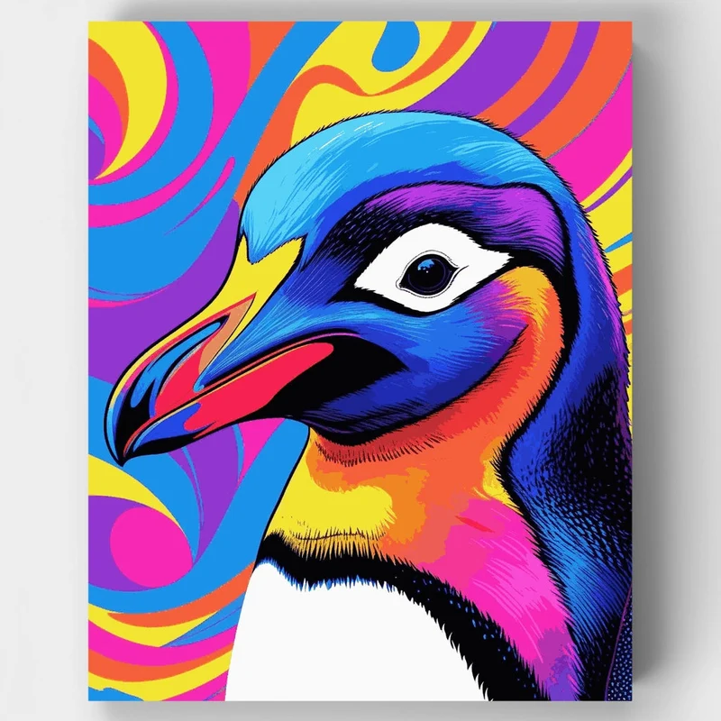 Vibrant Penguin Pop Art - Paint by Numbers Kit