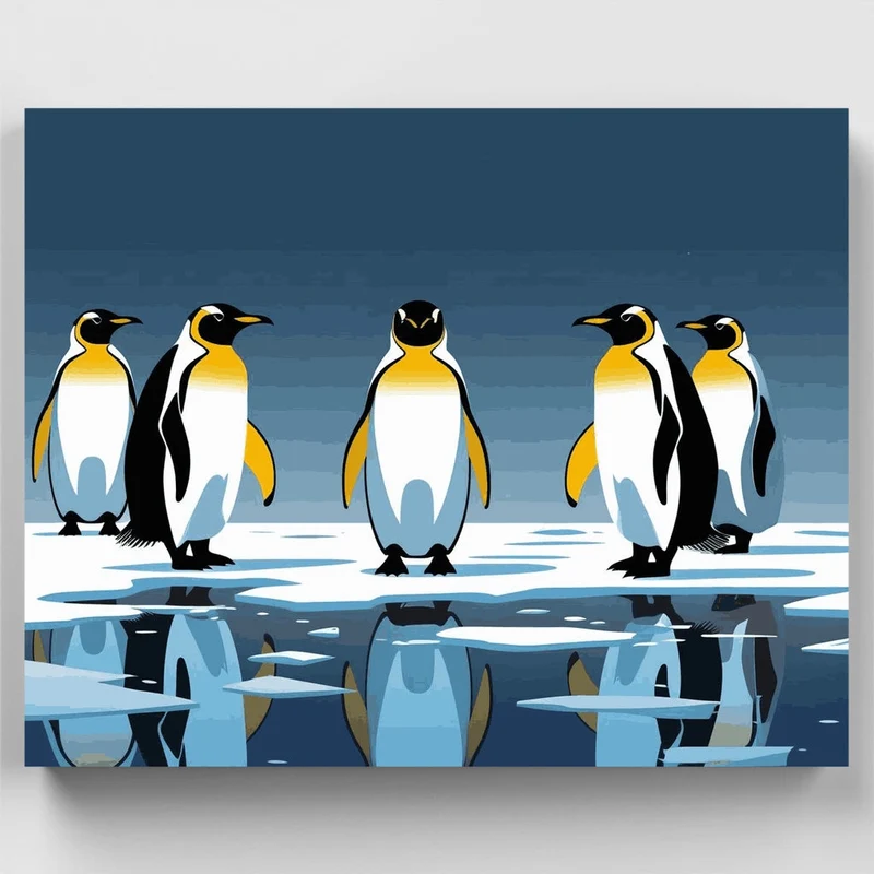 Emperor Penguins on Ice - Paint by Numbers Kit