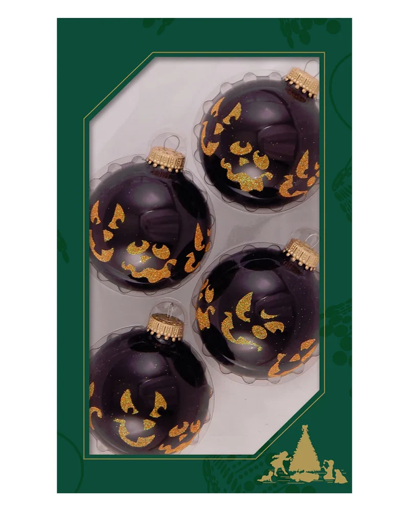 Gruselgesichter Halloween Glitzer Weihnachtskugeln Ø6,5cm 4 Stück