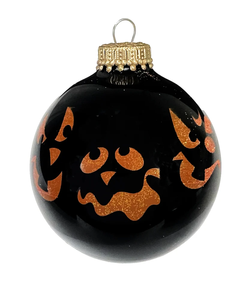 Gruselgesichter Halloween Glitzer Weihnachtskugeln Ø6,5cm 4 Stück