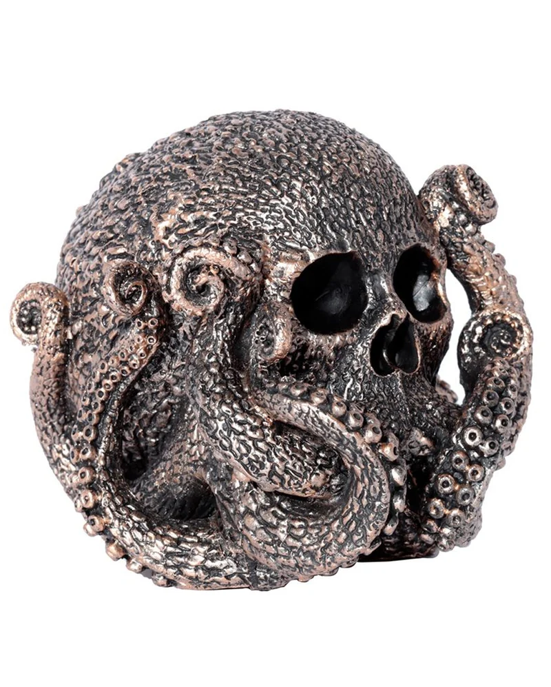 Bronzefarbene Totenschädel Krake 13cm
