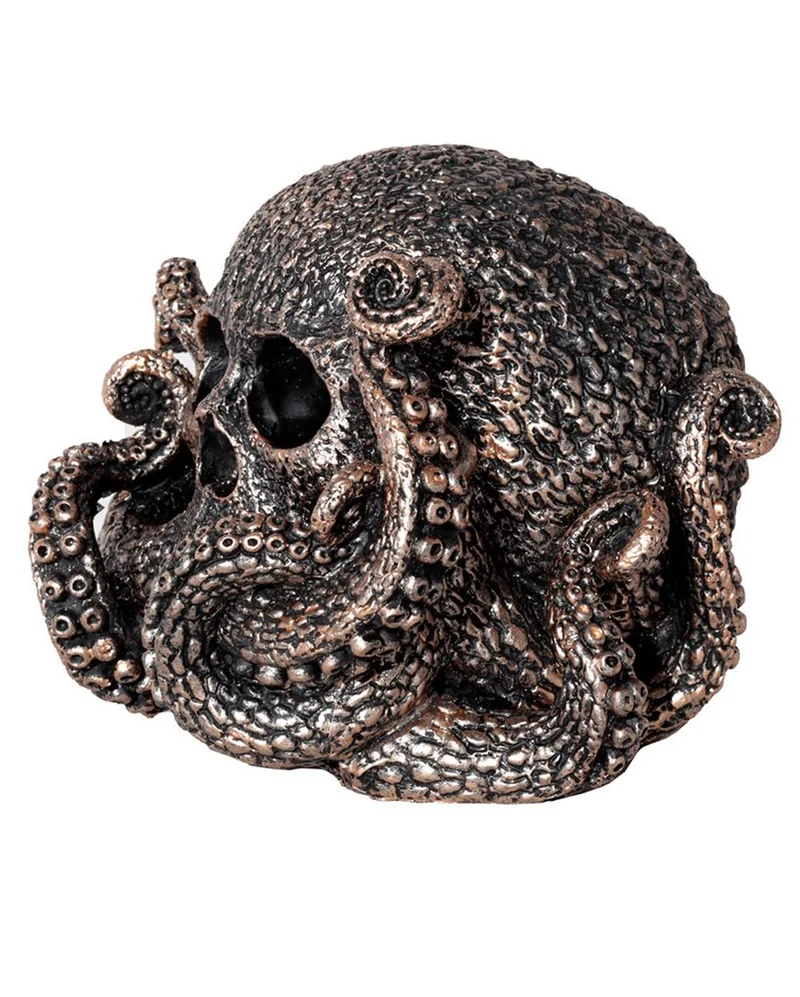 Bronzefarbene Totenschädel Krake 13cm