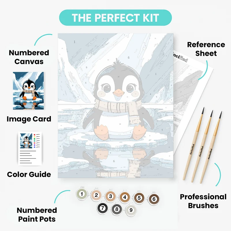 Cute Penguin on Ice - Paint by Numbers Kit