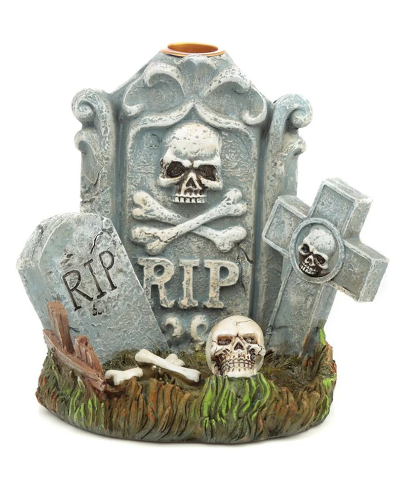 Halloween RIP Grabstein Rückfluss Räucherkegelhalter