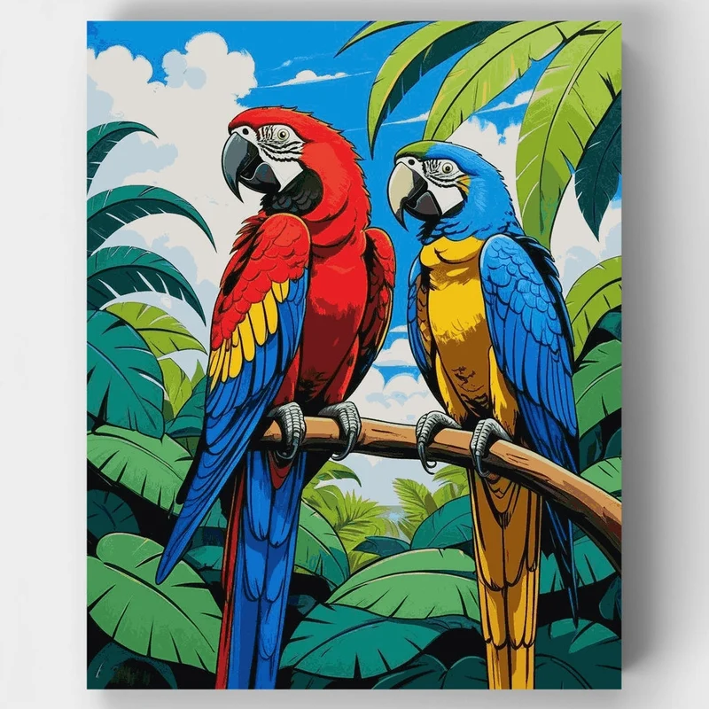 Vibrant Parrots in Paradise - Paint by Numbers Kit