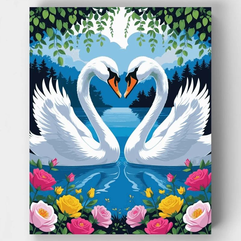 Two Swans in Love - Paint by Numbers Kit