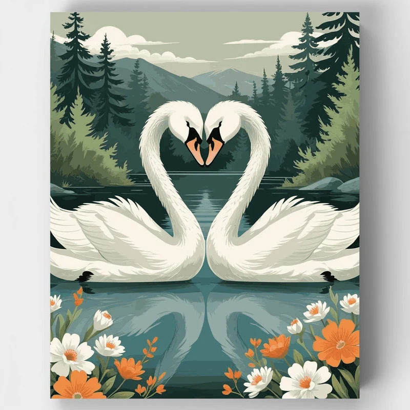 Swans in Love - Paint by Numbers Kit
