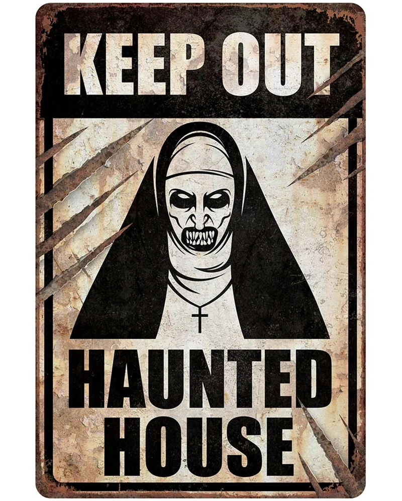 Warnschild Nonne Keep Out Haunted House 24x36 cm