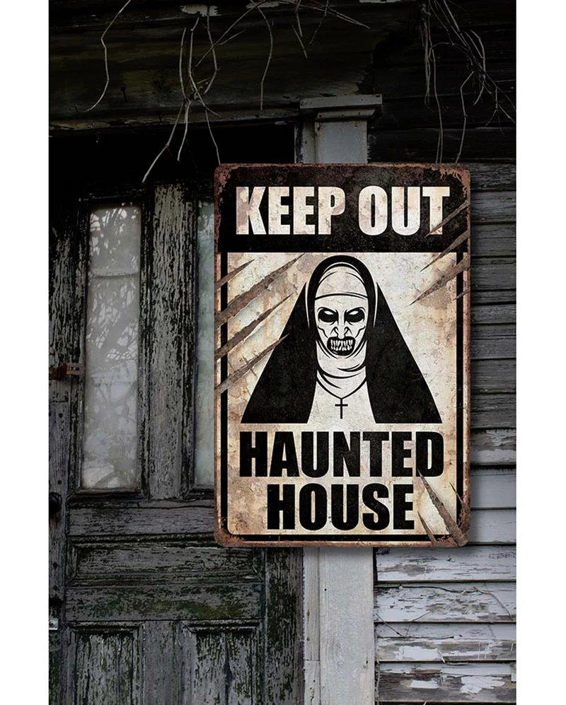 Warnschild Nonne Keep Out Haunted House 24x36 cm