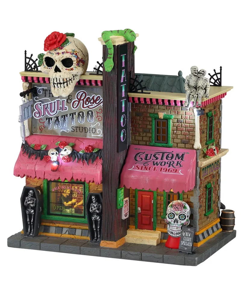 Lemax Spooky Town - The Skull & Rose Tattoo Studio