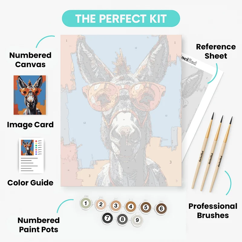 Donkey with Sunglasses - Paint by Numbers Kit