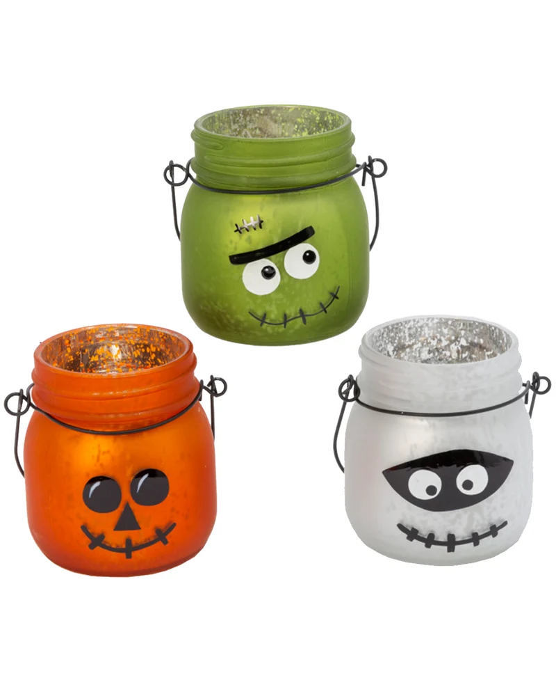 Halloween Laternen aus Quecksilberglas 3er Set