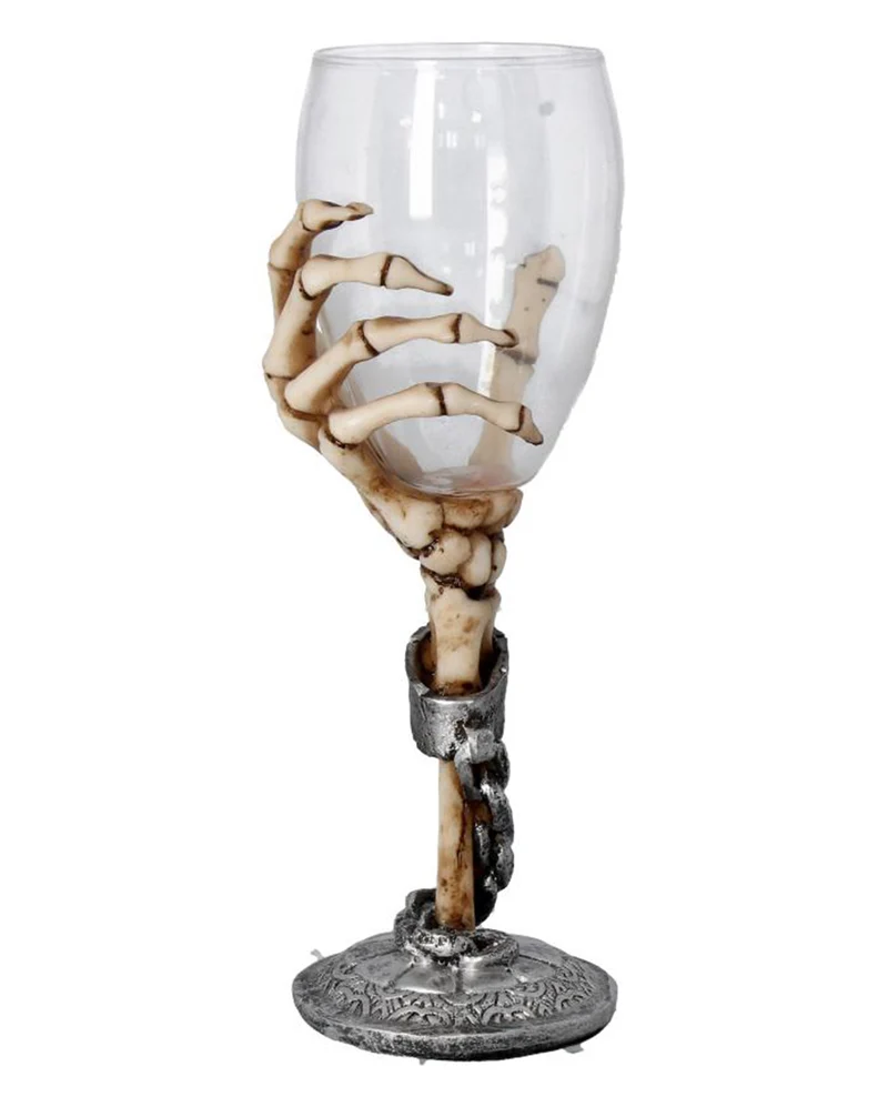 Knochenhand mit Trinkglas 21cm