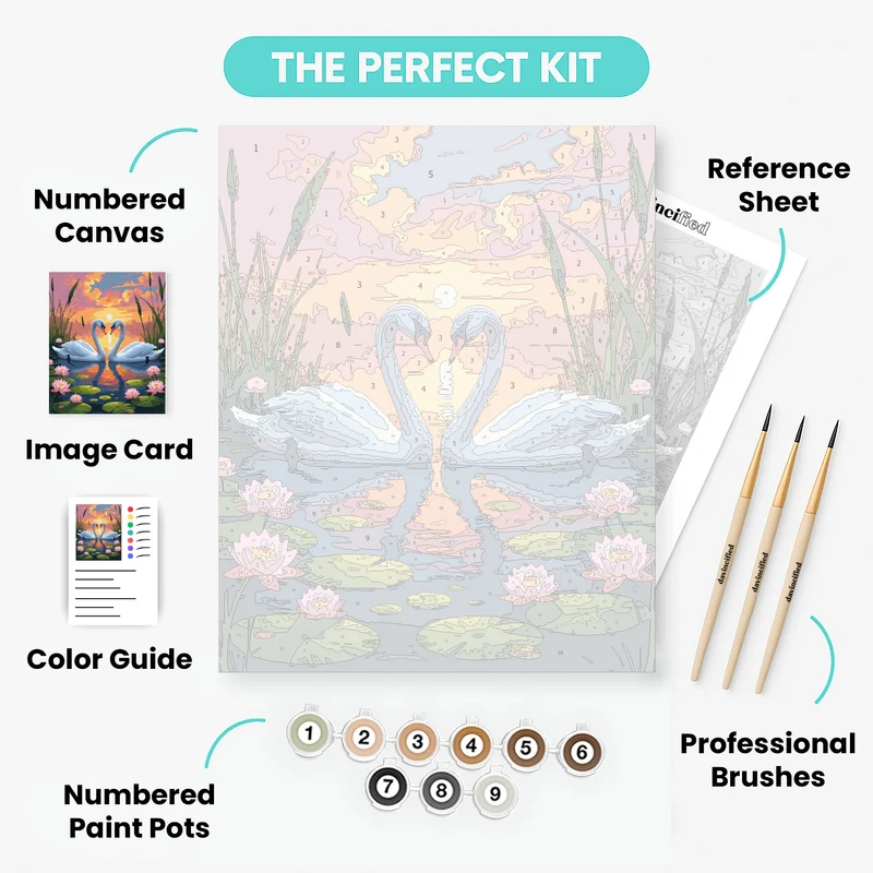 Romantic Swans at Sunset - Paint by Numbers Kit