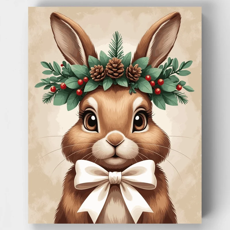 Festive Christmas Bunny - Paint by Numbers Kit