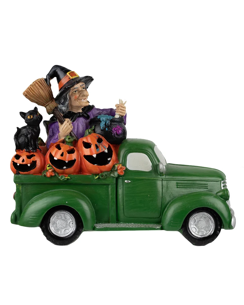 Halloween Pick Up mit Hexe leuchtend 24cm