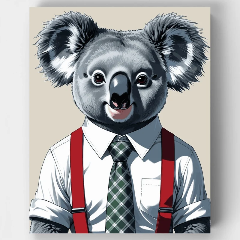 Business Koala in Suspenders - Paint by Numbers Kit