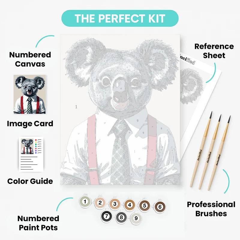 Business Koala in Suspenders - Paint by Numbers Kit