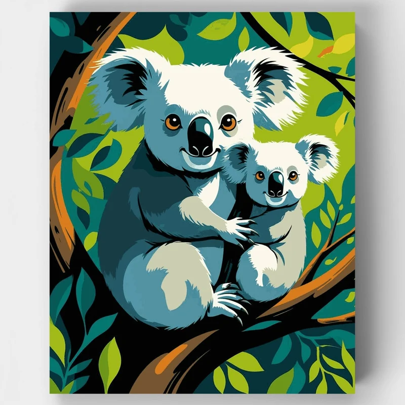 Koala and Joey in Eucalyptus Tree - Paint by Numbers Kit