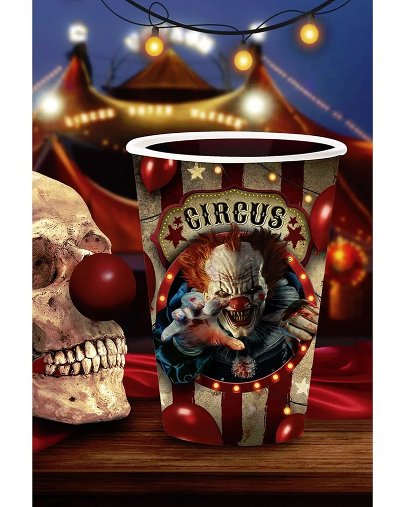 Horrorclown Circus Pappbecher groß 6 St.