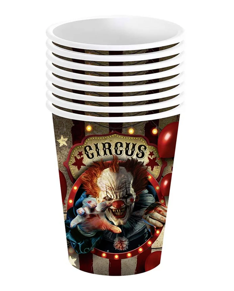 Horrorclown Circus Pappbecher klein 6 St.