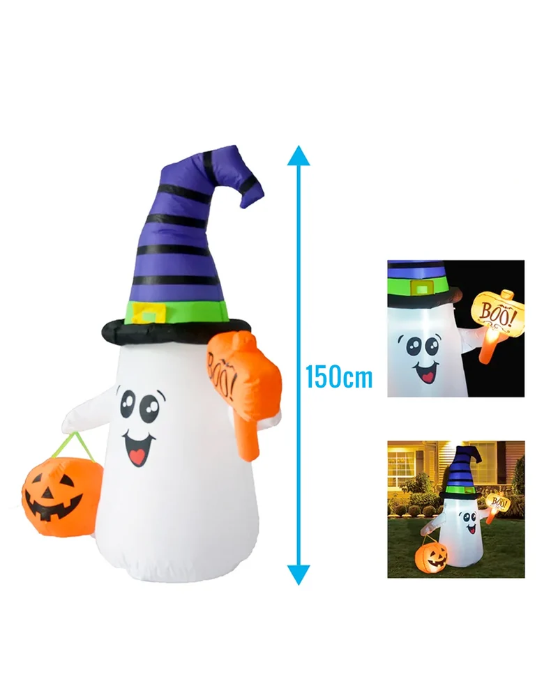 Halloween Geist mit Kürbis Deko Aufblasfigur 150 cm