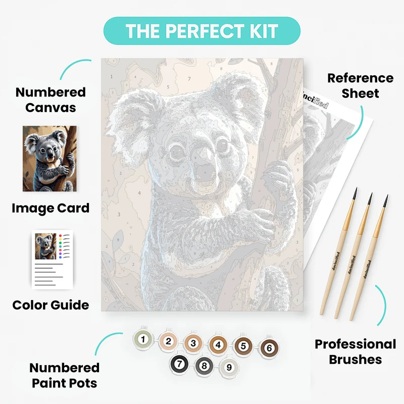 Adorable Koala Clinging to Tree - Paint by Numbers Kit
