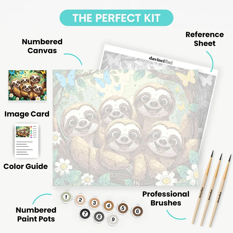 Adorable Sloths - Paint by Numbers Kit