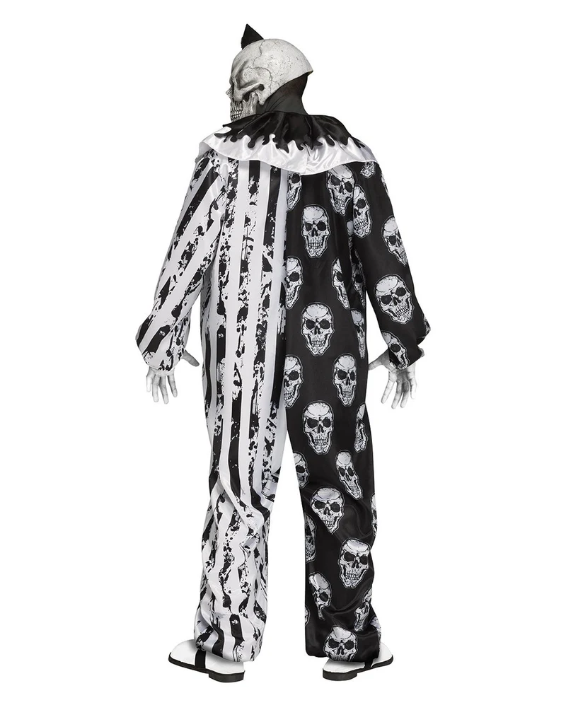 Totenkopf Horrorclown Kostüm mit Maske