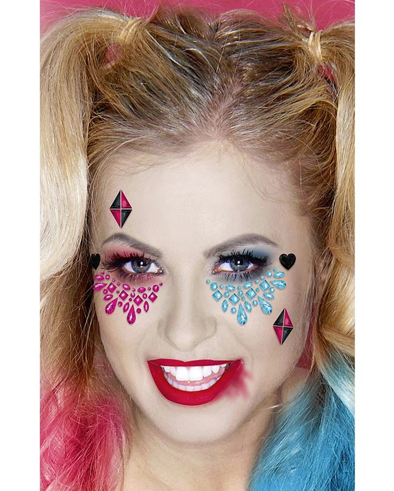 Harlequin Superheldin Make-Up Aufkleber
