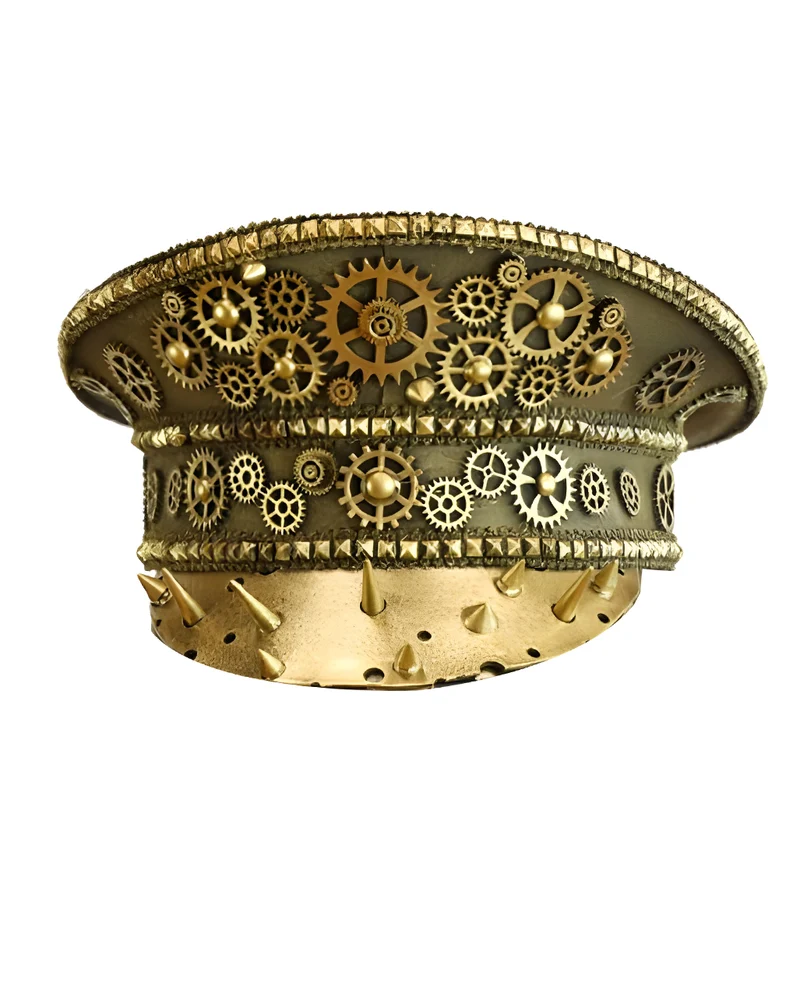 Steampunk Kapitänsmütze mit Nieten Gold