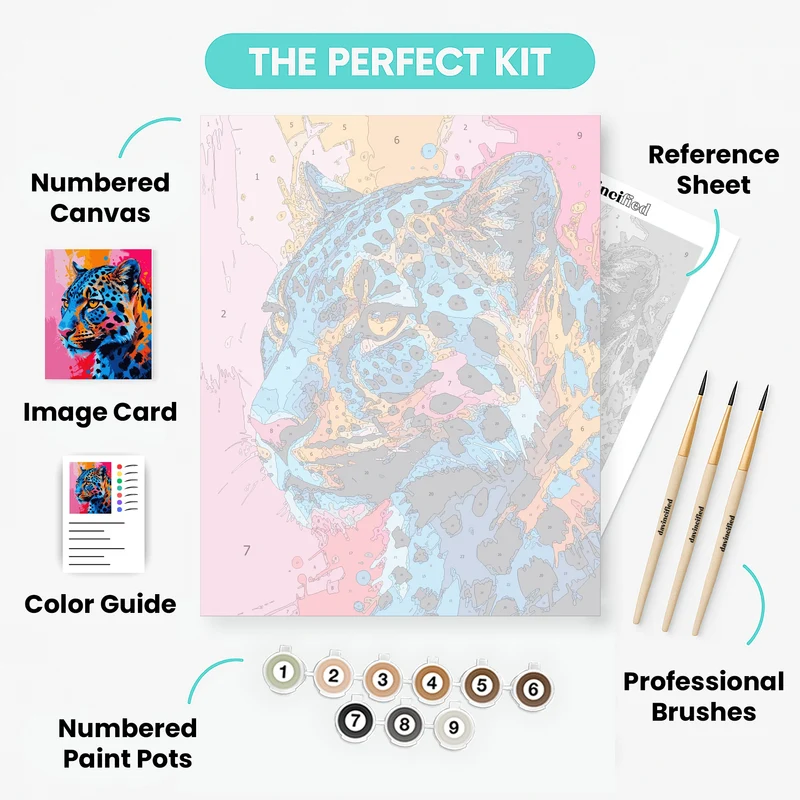 Vibrant Pop Art Leopard - Paint by Numbers Kit
