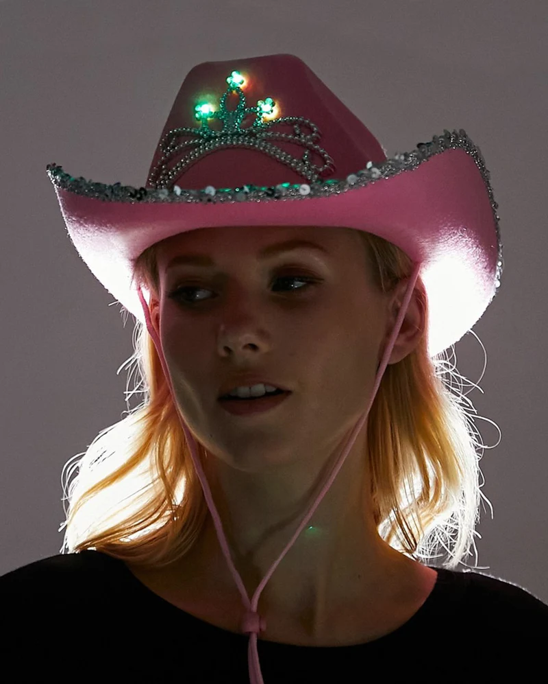 Pinker Cowgirl Hut mit Leuchteffekt