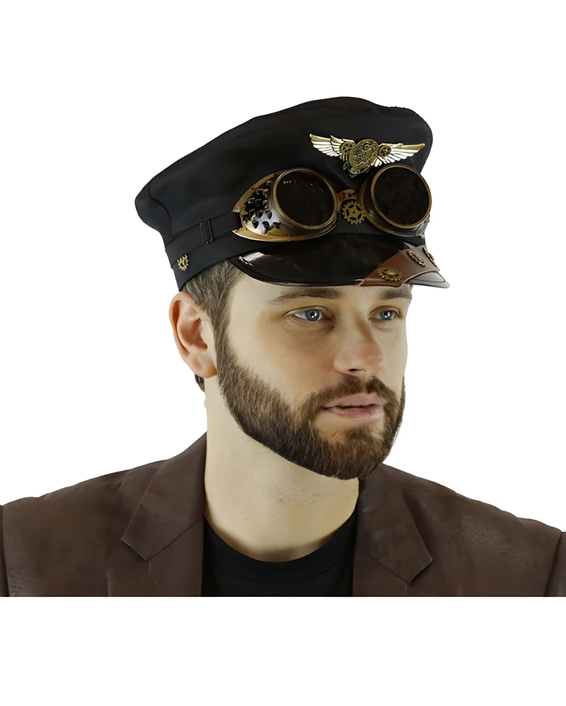 Steampunk Piloten Hut mit Fliegerbrille