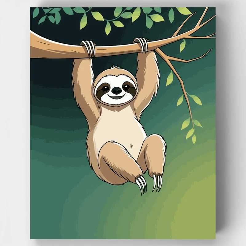 Sloth Hanging from Branch - Paint by Numbers Kit