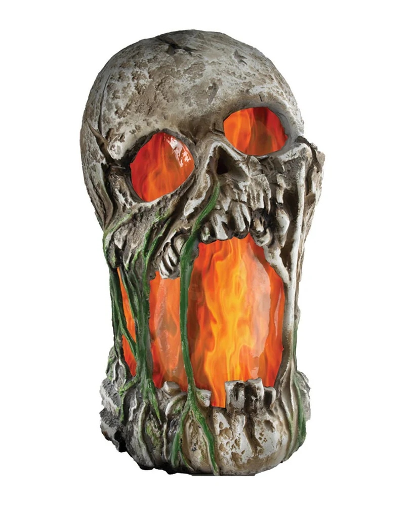Flammeneffekt Horror Totenschädel Deko