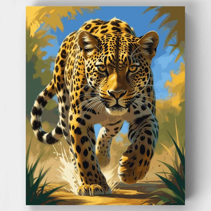 Majestic Leopard in Motion - Paint by Numbers Kit