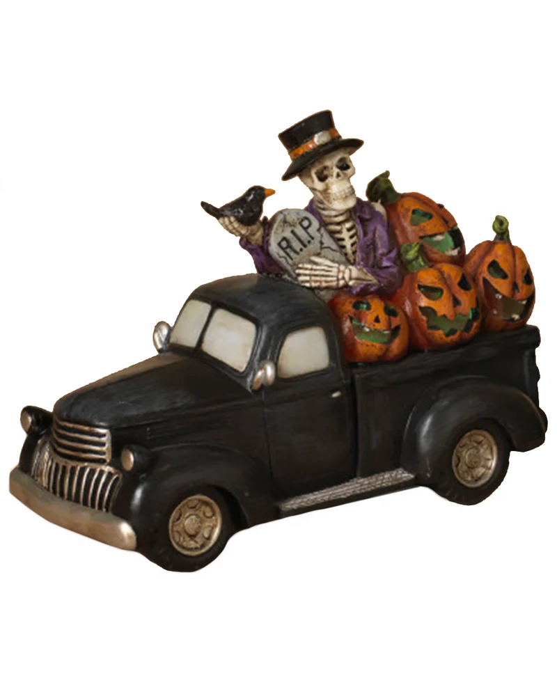Halloween Pick Up mit Skelett leuchtend 24cm