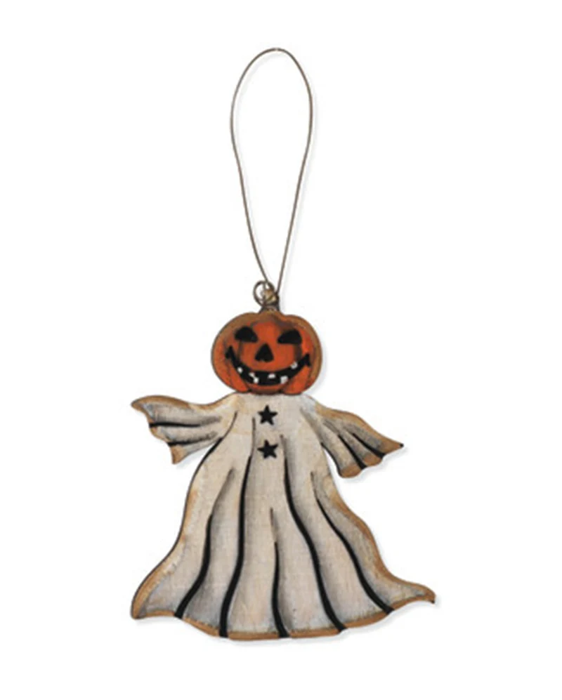 Holz Ornament Halloween Kürbisgeist 8cm