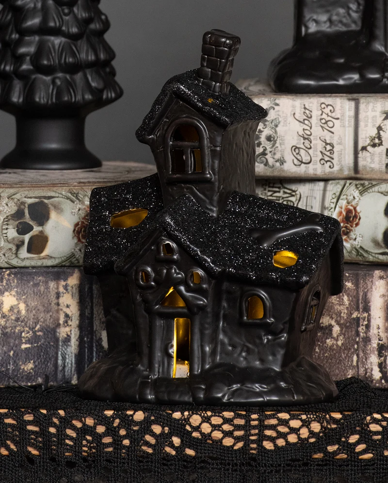 Scary Glitter Geisterhaus Deko mit LED
