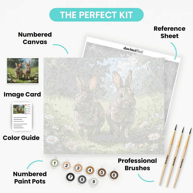 Two Bunnies in a Meadow - Paint by Numbers Kit