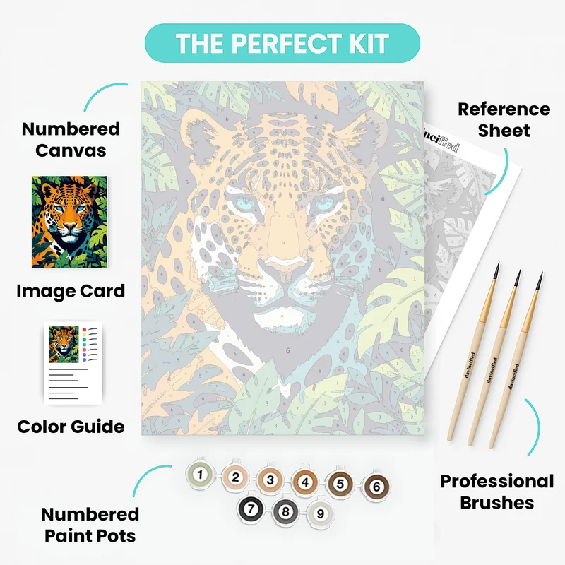 Vibrant Leopard in Jungle Foliage - Paint by Numbers Kit
