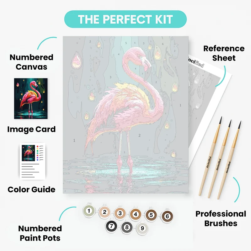 Mystical Flamingo in Enchanted Forest - Paint by Numbers Kit